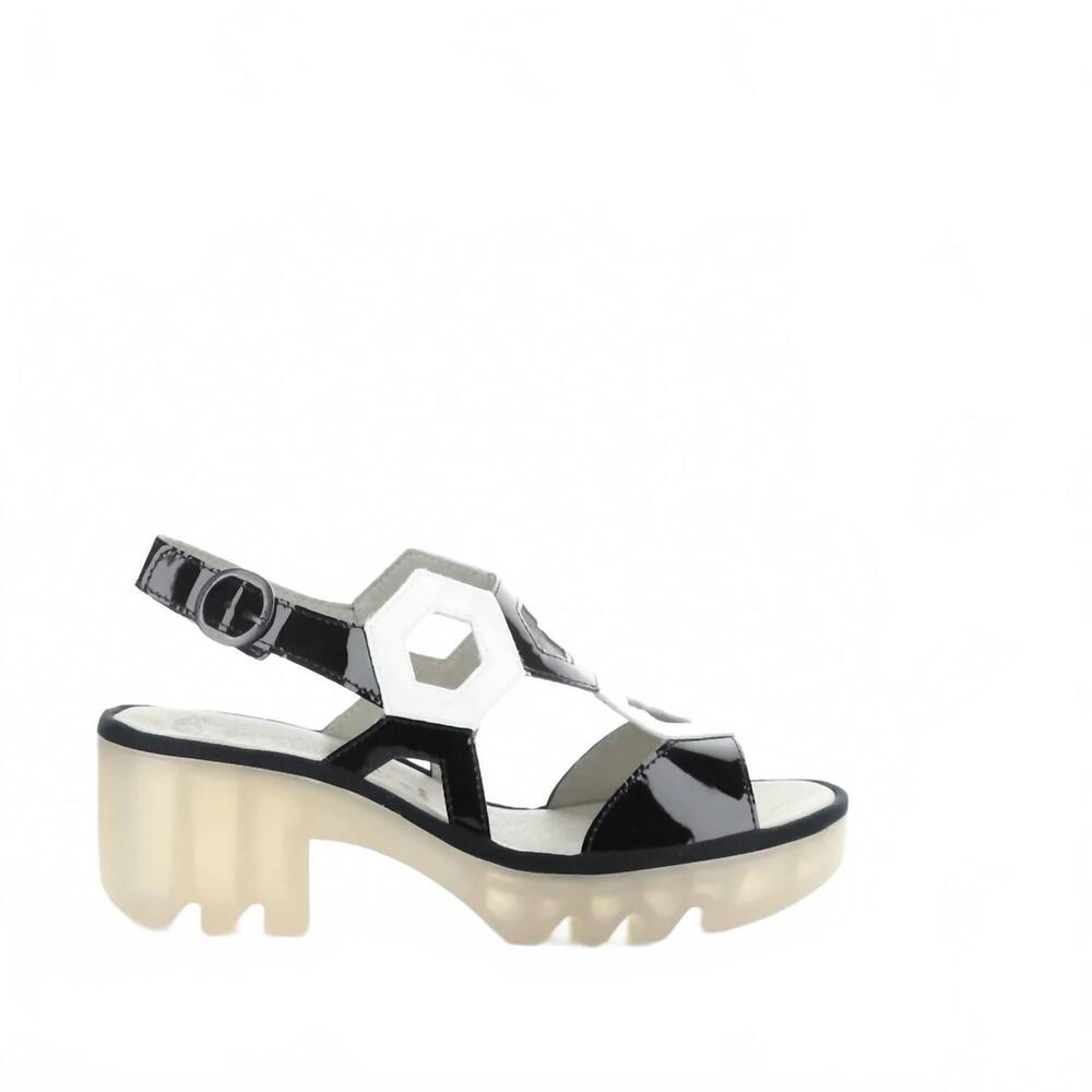 NEW FLY LONDON women's tewa 573 sling-back sandals in black white